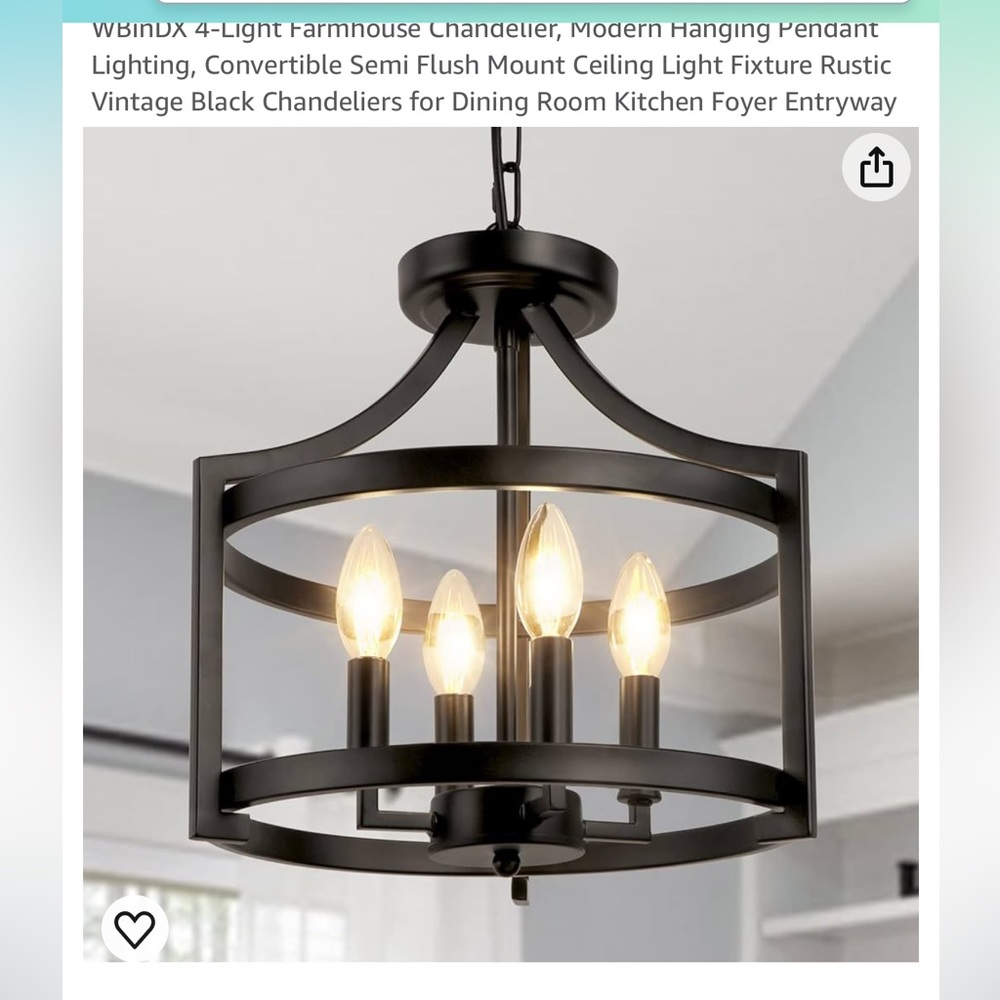 Farmhouse Antique Style Light Home Decor Kitchen Bathroom Light Black New Unused